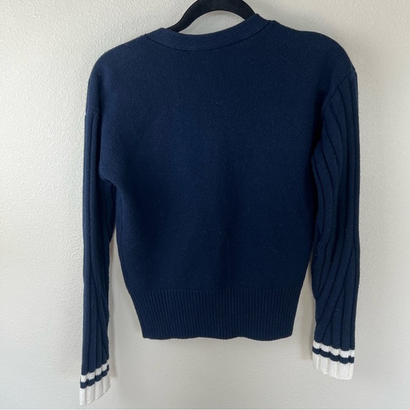RAG & BONE Navy White Serena Button Front V-Neck Cardigan Sweater Women’s XS - Picture 14 of 16